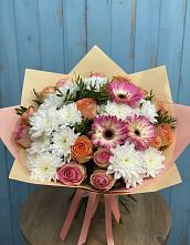 Букет цветов из:  Розы, Герберы и Хризантемы #REPLACE_PRED# Троицко-Печорске