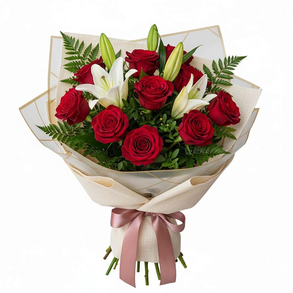 Букет цветов из: Лилии и Розы в Троицко-Печорске