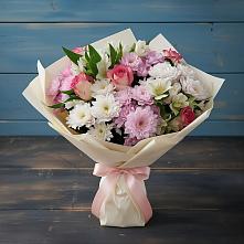 Букет цветов из:  Хризантемы, Альстромерии и Розы в Троицко-Печорске