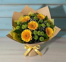 Букет цветов из:  Герберы и Хризантемы в Троицко-Печорске