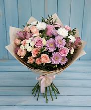 Букет цветов из:  Хризантемы, Розы и Альстромерии #REPLACE_PRED# Троицко-Печорске