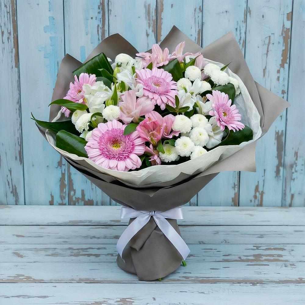 Букет цветов из: Герберы, Альстромерии и Хризантемы в Троицко-Печорске